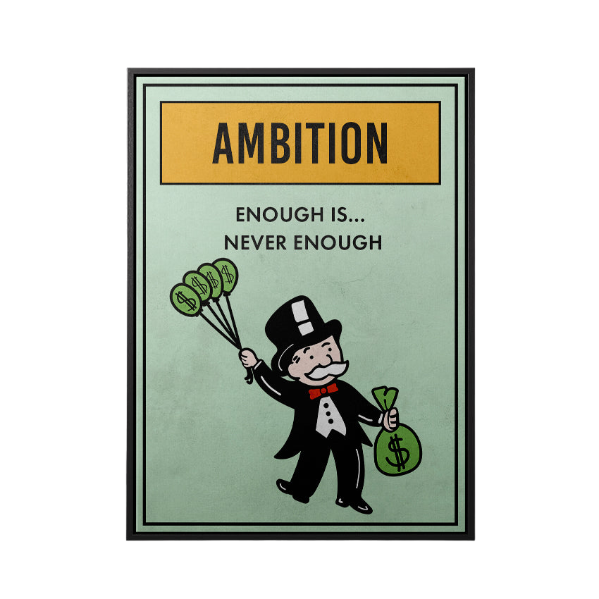 Discover Monopoly Card Wall Art, Motivational Monopoly Properties Card Canvas Art, MONOPOLY PROPERTY - AMBITION by Original Greattness™ Canvas Wall Art Print