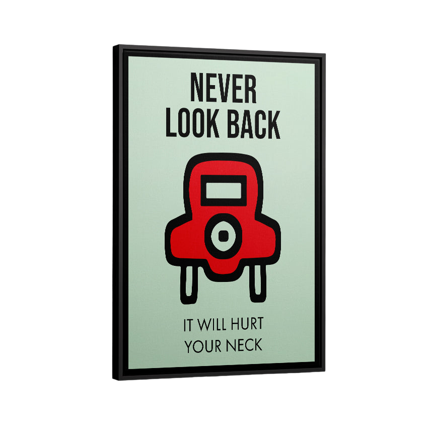 Discover Shop Monopoly Card Wall Art, Never Look Back, Broadway Monopoly Canvas Art , NEVER LOOK BACK by Original Greattness™ Canvas Wall Art Print