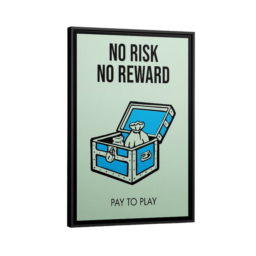 Discover Monopoly Card Canvas Art, Monopoly Broadway Motivational Canvas Wall Art , NO RISK NO REWARD by Original Greattness™ Canvas Wall Art Print