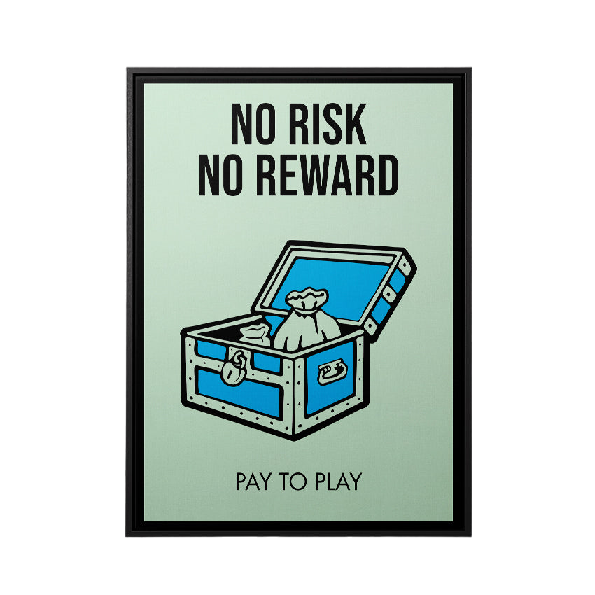 Discover Monopoly Card Canvas Art, Monopoly Broadway Motivational Canvas Wall Art , NO RISK NO REWARD by Original Greattness™ Canvas Wall Art Print