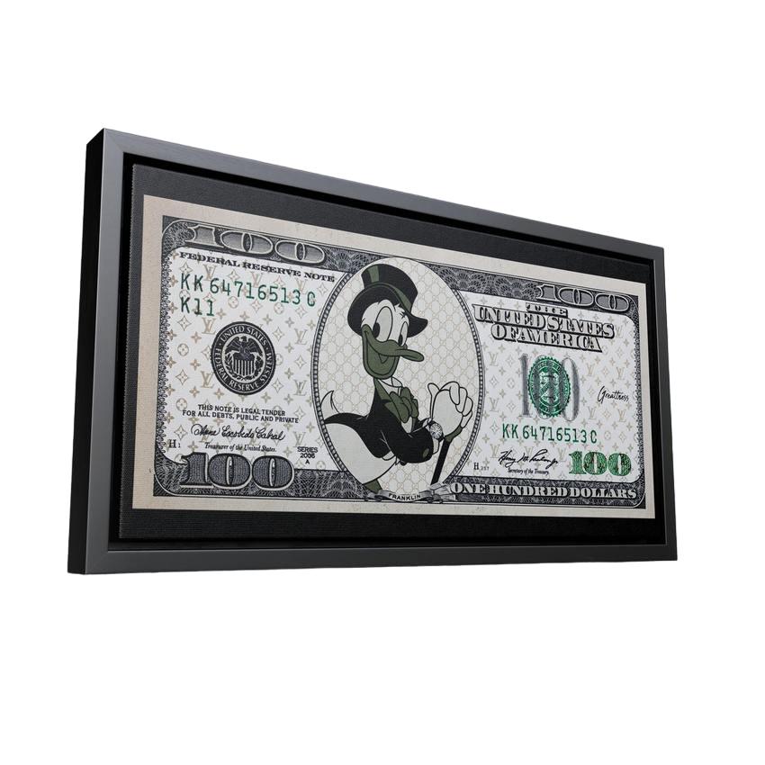 Discover Shop Money Wall Art, Designer Dollar Donald Duck Canvas Artwork, DESIGNER DOLLAR by Original Greattness™ Canvas Wall Art Print