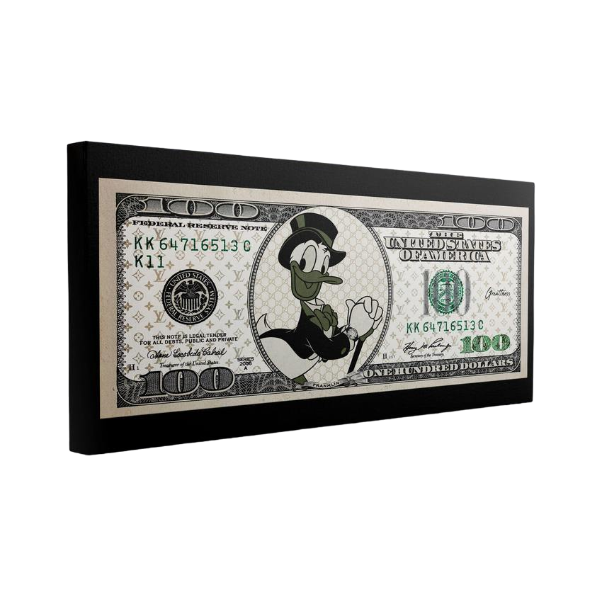 Discover Shop Money Wall Art, Designer Dollar Donald Duck Canvas Artwork, DESIGNER DOLLAR by Original Greattness™ Canvas Wall Art Print