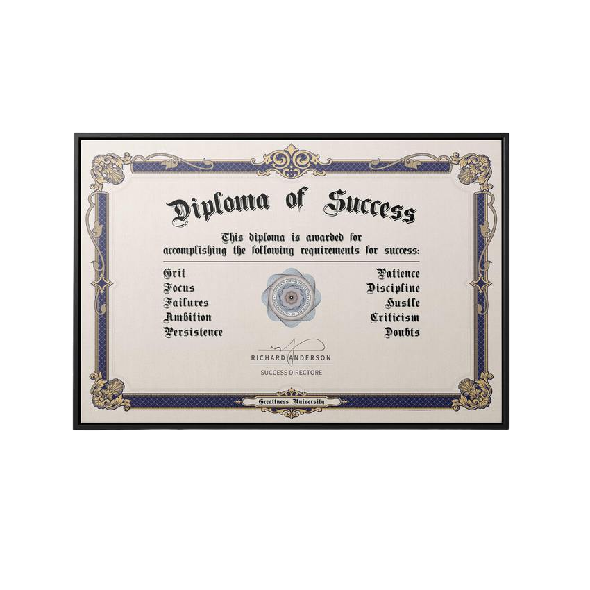 Discover Shop Inspirational Canvas Art, Diploma of Success Canvas Art | Artwork for Home & Office, DIPLOMA OF SUCCESS by Original Greattness™ Canvas Wall Art Print