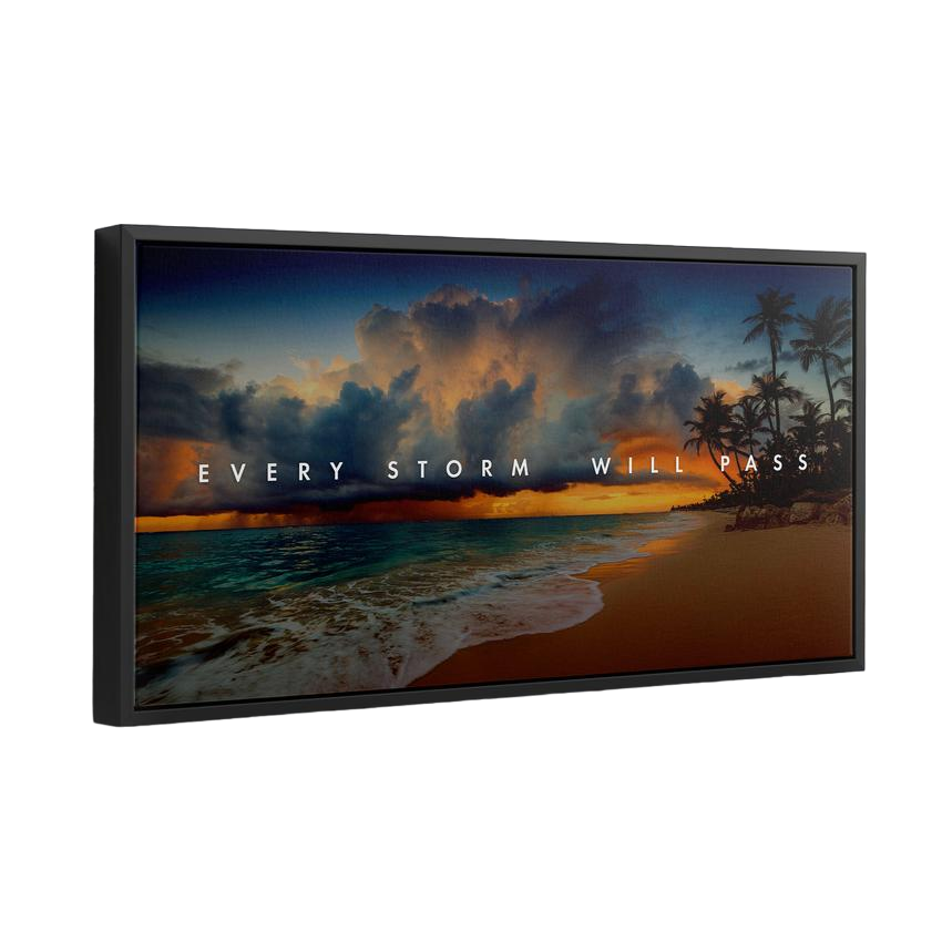 Discover Motivational Landscape Wall Art, Every Storm Will Pass - Sunset Beach Landscape Canvas Art, EVERY STORM WILL PASS II by Original Greattness™ Canvas Wall Art Print