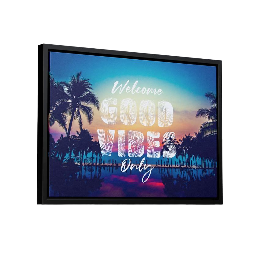 Discover Shop Good Vibes Wall Art, Welcome Good Vibes Only Canvas Art, Sunset on Beach Artwork, WELCOME GOOD VIBES ONLY by Original Greattness™ Canvas Wall Art Print