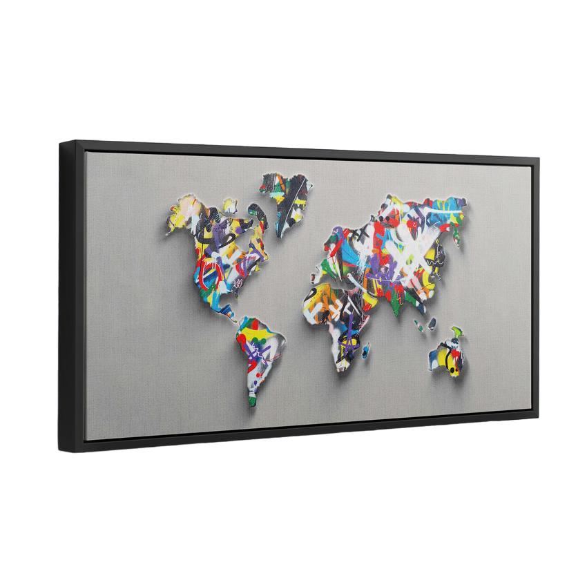 Discover Shop Graffiti World Map Art, Colorful Abstract Graffiti World Map Wall Art, GRAFFITI MAP by Original Greattness™ Canvas Wall Art Print