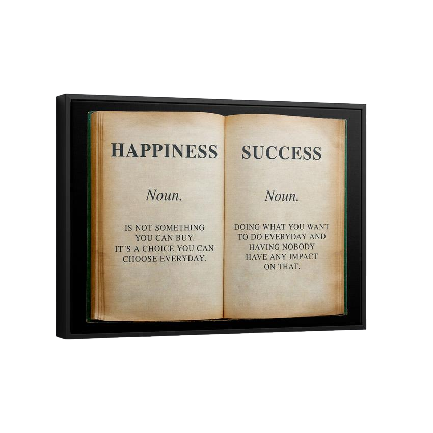 Discover Motivational Book Wall Art, Happiness Book, Motivational Canvas Wall Art, HAPPINESS BOOK by Original Greattness™ Canvas Wall Art Print