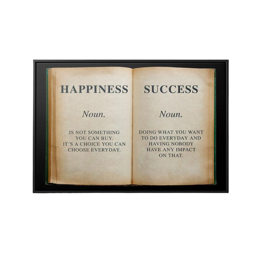 Discover Motivational Book Wall Art, Happiness Book, Motivational Canvas Wall Art, HAPPINESS BOOK by Original Greattness™ Canvas Wall Art Print