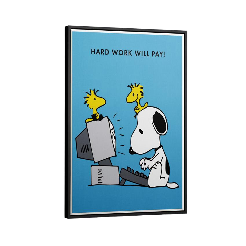 Discover Shop Peanuts Canvas Art, Peanuts Snoopy Canvas Wall Art, Hard Work Will Pay Sign Print, HARD WORK WILL PAY by Original Greattness™ Canvas Wall Art Print