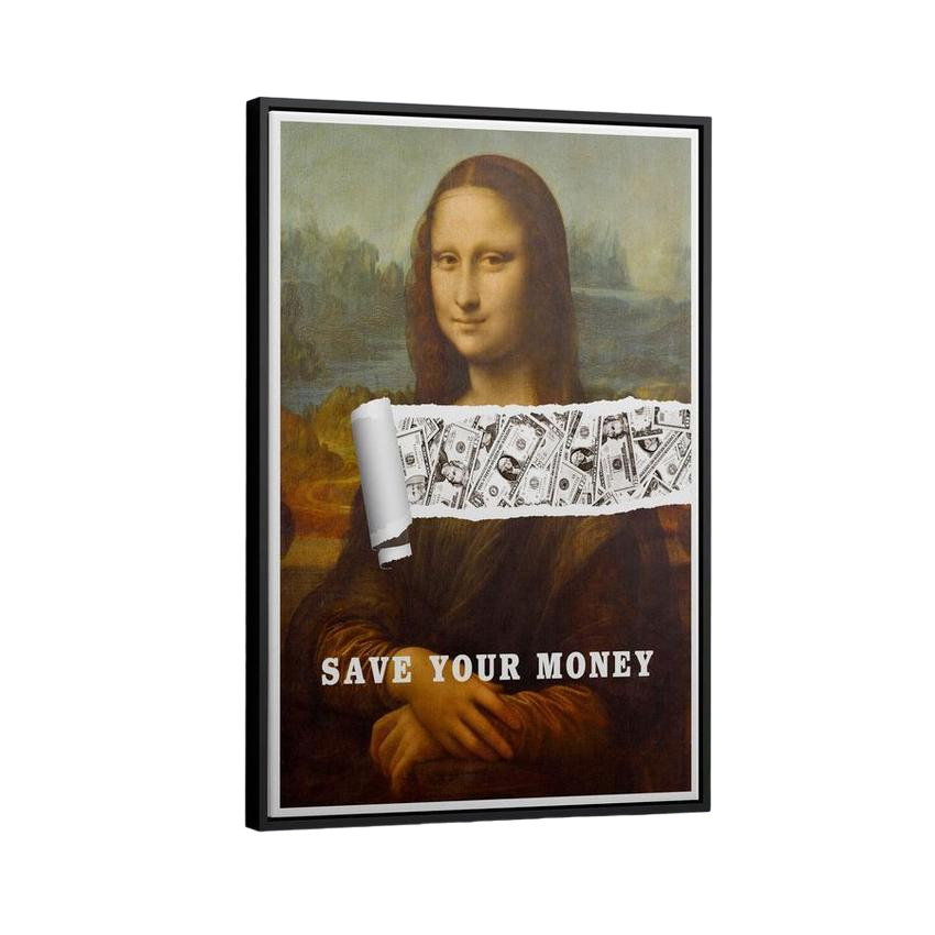 Discover Money Mona Lisa Wall Art, Mona Lisa Save Money Painting Canvas Wall Art, MONA LISA SAVE MONEY by Original Greattness™ Canvas Wall Art Print