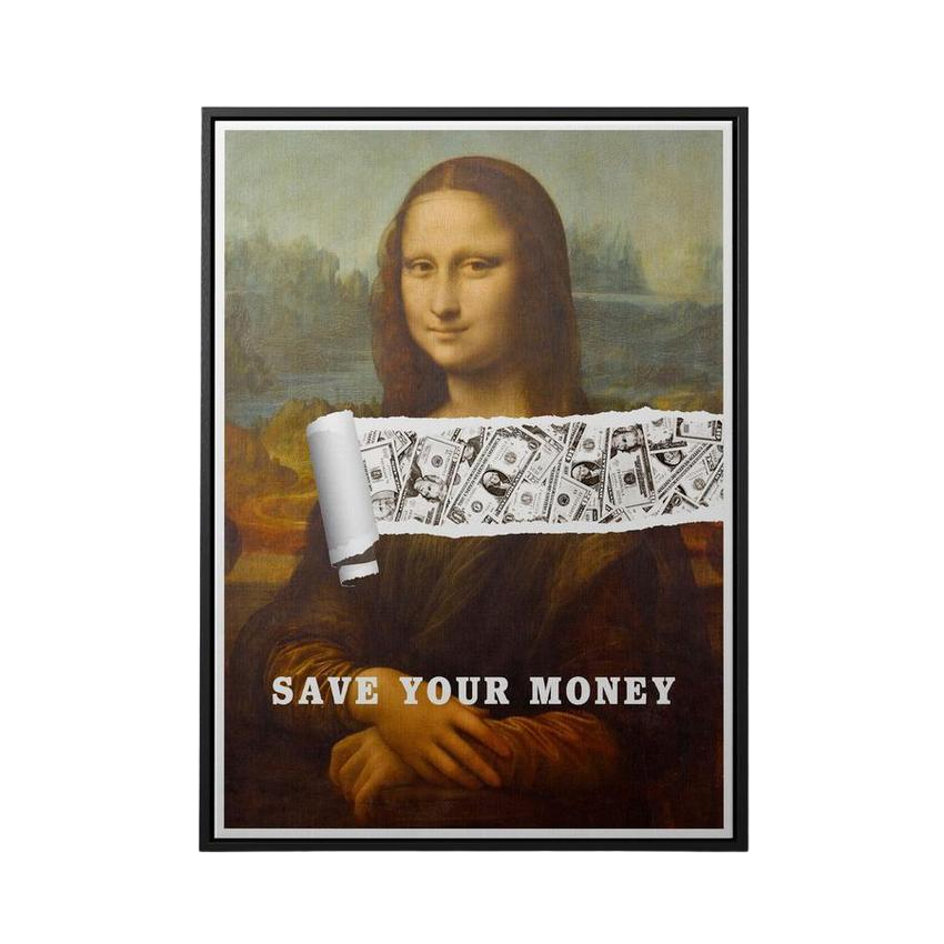 Discover Money Mona Lisa Wall Art, Mona Lisa Save Money Painting Canvas Wall Art, MONA LISA SAVE MONEY by Original Greattness™ Canvas Wall Art Print