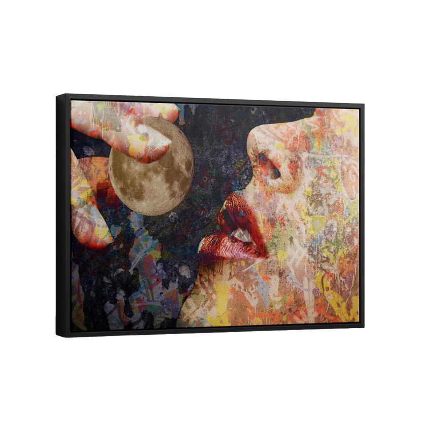 Discover Greattness Original, Abstract Painting Graffiti Women Lips Moon Canvas Art, LUNA TASTE by Original Greattness™ Canvas Wall Art Print