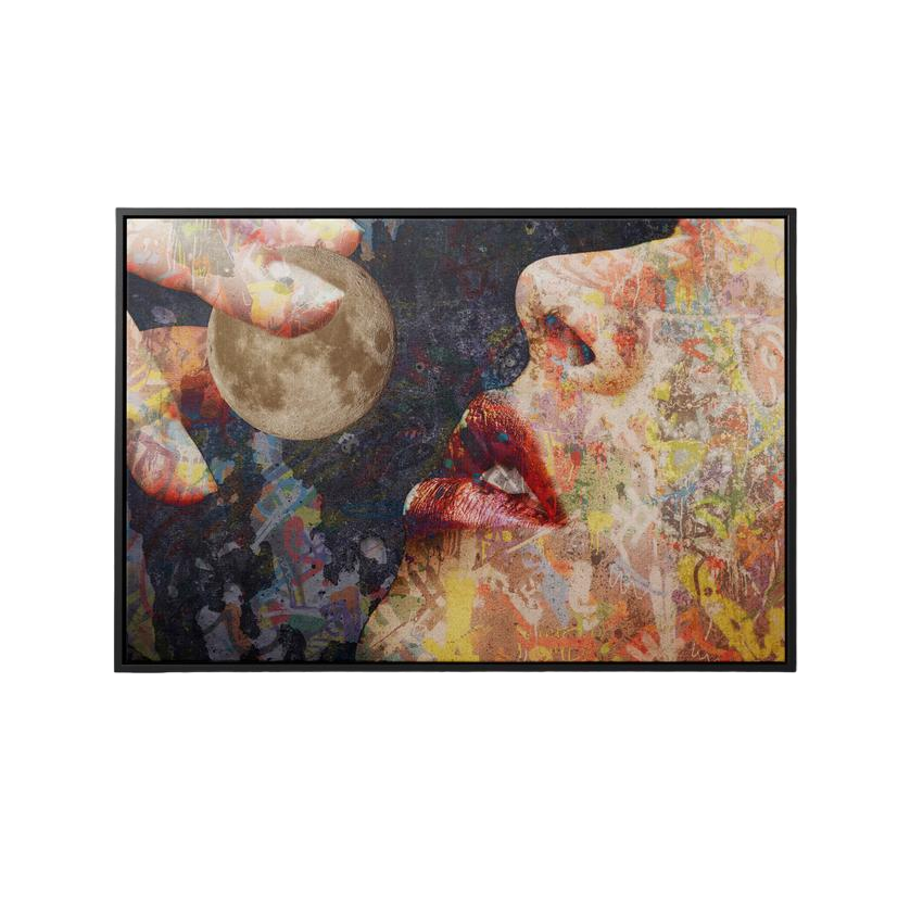 Discover Greattness Original, Abstract Painting Graffiti Women Lips Moon Canvas Art, LUNA TASTE by Original Greattness™ Canvas Wall Art Print