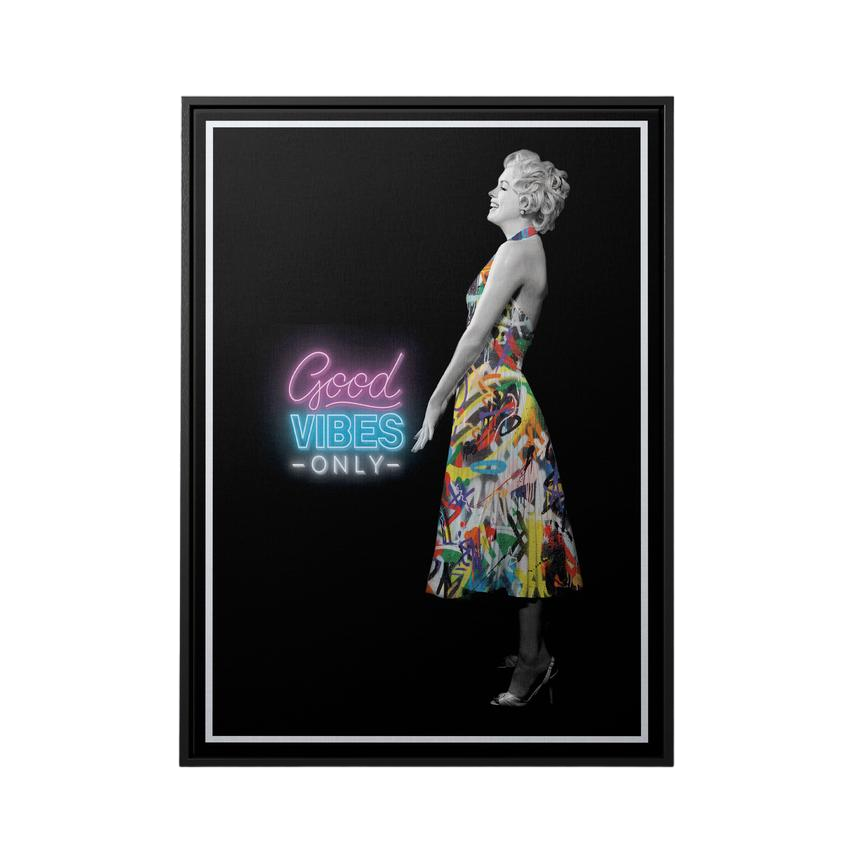 Discover Marilyn Monroe Canvas Wall Art, Marilyn Monroe Black Canvas Wall Art Decor for Home, Marilyn Monroe Good Vibes by Original Greattness™ Canvas Wall Art Print