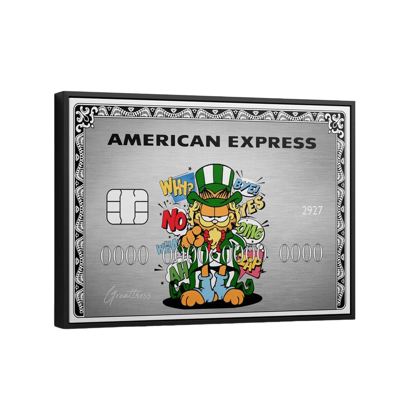 Discover Garfield Amex Card Canvas Art, Garfield American Express Canvas Wall Art, PLATINUM GARFIELD AMEX by Original Greattness™ Canvas Wall Art Print