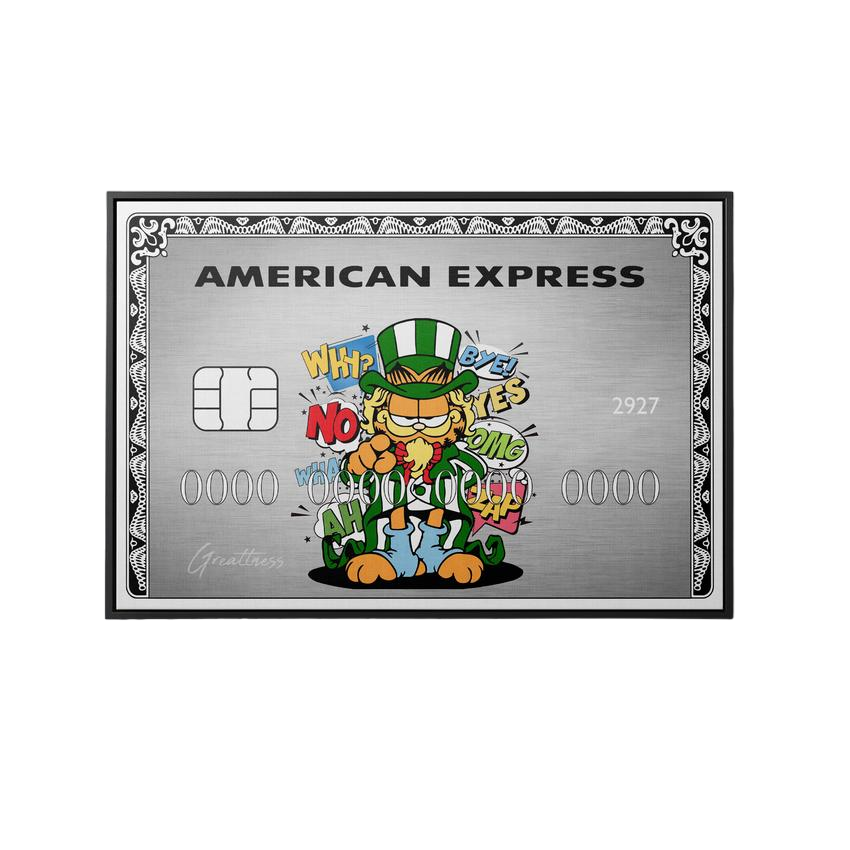 Discover Garfield Amex Card Canvas Art, Garfield American Express Canvas Wall Art, PLATINUM GARFIELD AMEX by Original Greattness™ Canvas Wall Art Print