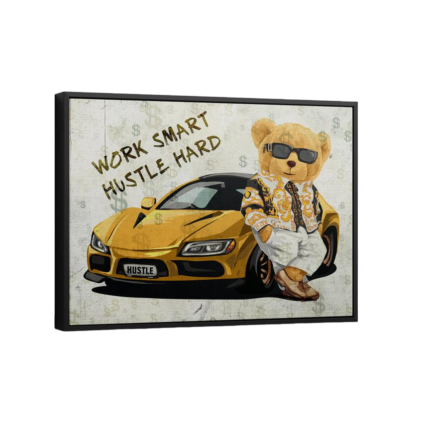 Discover Motivational Hustle Canvas Art, Work Smart Hustle Hard Bear, Money Motivational Quote Canvas Art, WORK SMART HUSTLE HARD BEAR by Original Greattness™ Canvas Wall Art Print