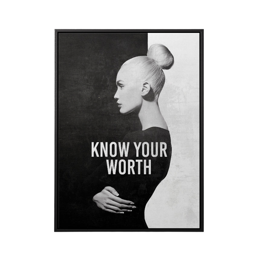 Discover Modern Large Canvas Wall Art, Inspirational Elegant Women Black & White Art, Know Your Worth, Know Your Worth Canvas by Original Greattness™ Canvas Wall Art Print