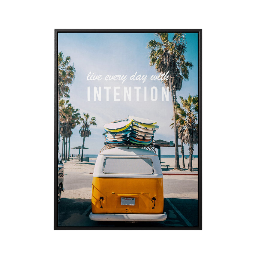 Discover Retro Motivational Canvas Art, Surfer Retro Van Motivational Wall Art, Live with Intention by Original Greattness™ Canvas Wall Art Print