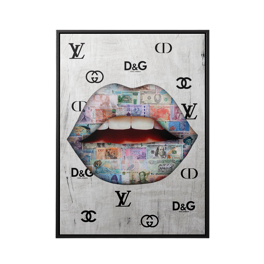 Discover Lips Canvas Wall Art, Luxury Dollar Lips Money Fashion Canvas Wall Art, LUXURY DOLLAR LIPS by Original Greattness™ Canvas Wall Art Print