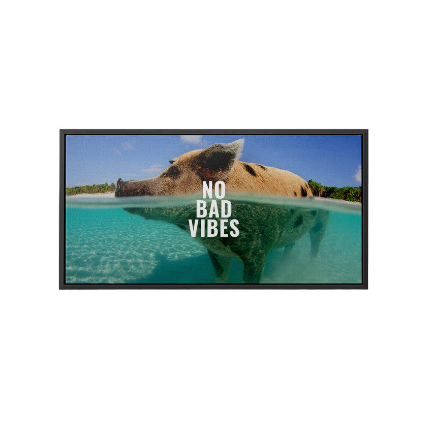 Discover Greattness Original, Swimming Bahama Pigs Canvas Wall Art, No Bad Vibes by Original Greattness™ Canvas Wall Art Print