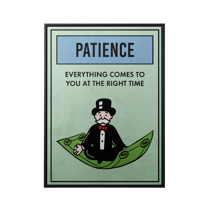 Discover Shop Monopoly Property Canvas Art, Motivational Monopoly Properties Card Artwork, MONOPOLY PROPERTY - PATIENCE by Original Greattness™ Canvas Wall Art Print