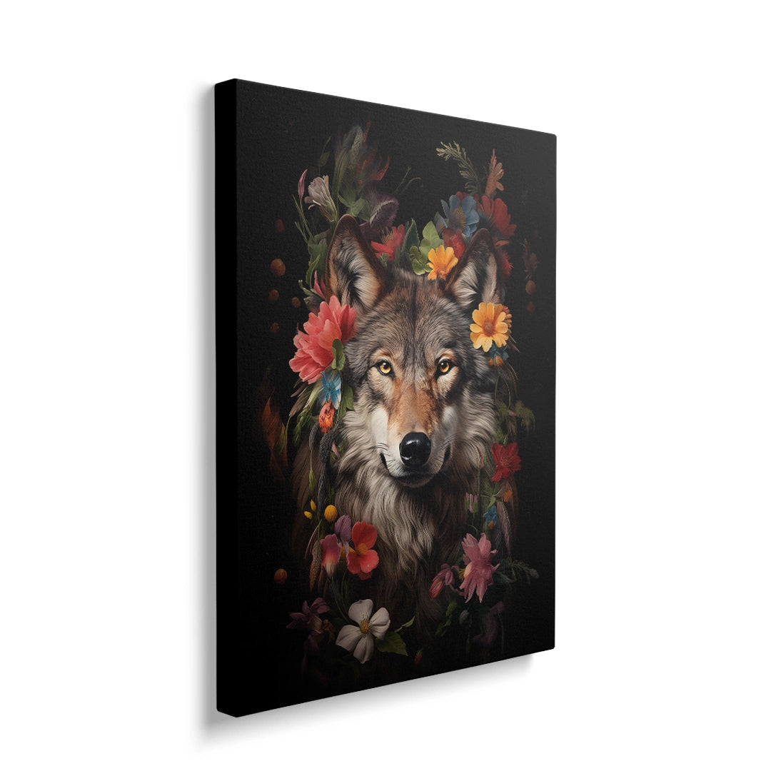 Discover Shop Botanical Wolf Wall Art, Wolf Animal Flower Botanical Wall Art, WOLF FLOWER by Original Greattness™ Canvas Wall Art Print