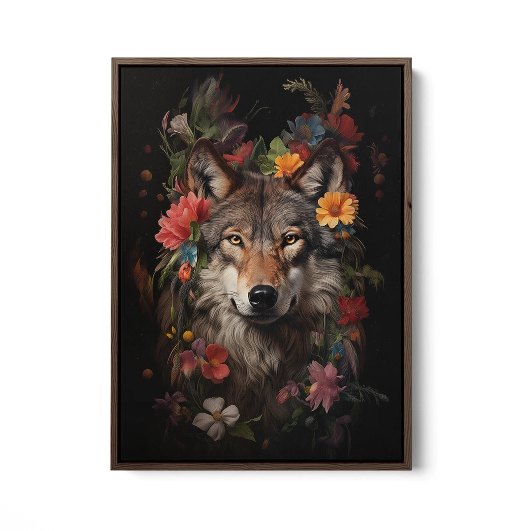 Discover Shop Botanical Wolf Wall Art, Wolf Animal Flower Botanical Wall Art, WOLF FLOWER by Original Greattness™ Canvas Wall Art Print