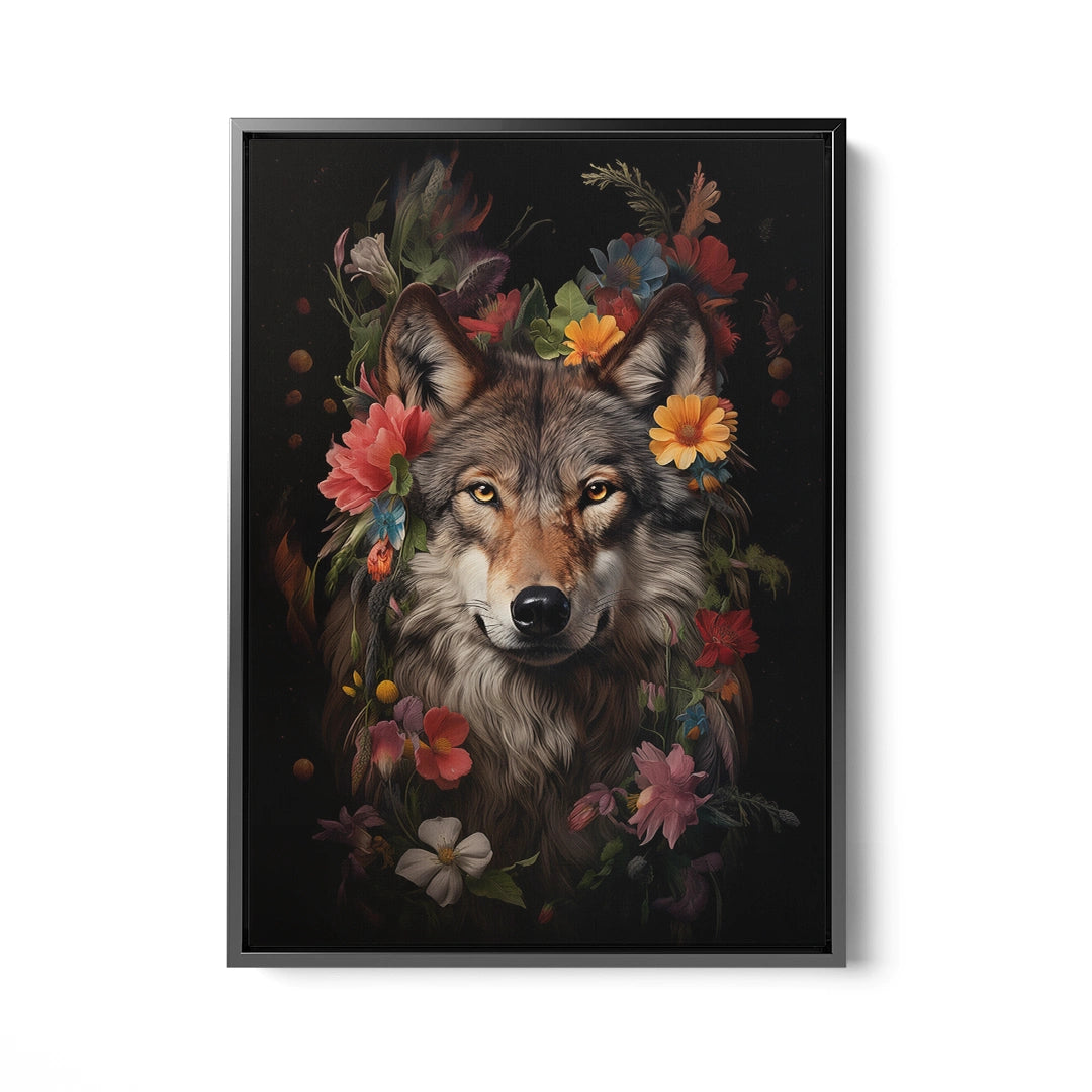 Discover Shop Botanical Wolf Wall Art, Wolf Animal Flower Botanical Wall Art, WOLF FLOWER by Original Greattness™ Canvas Wall Art Print