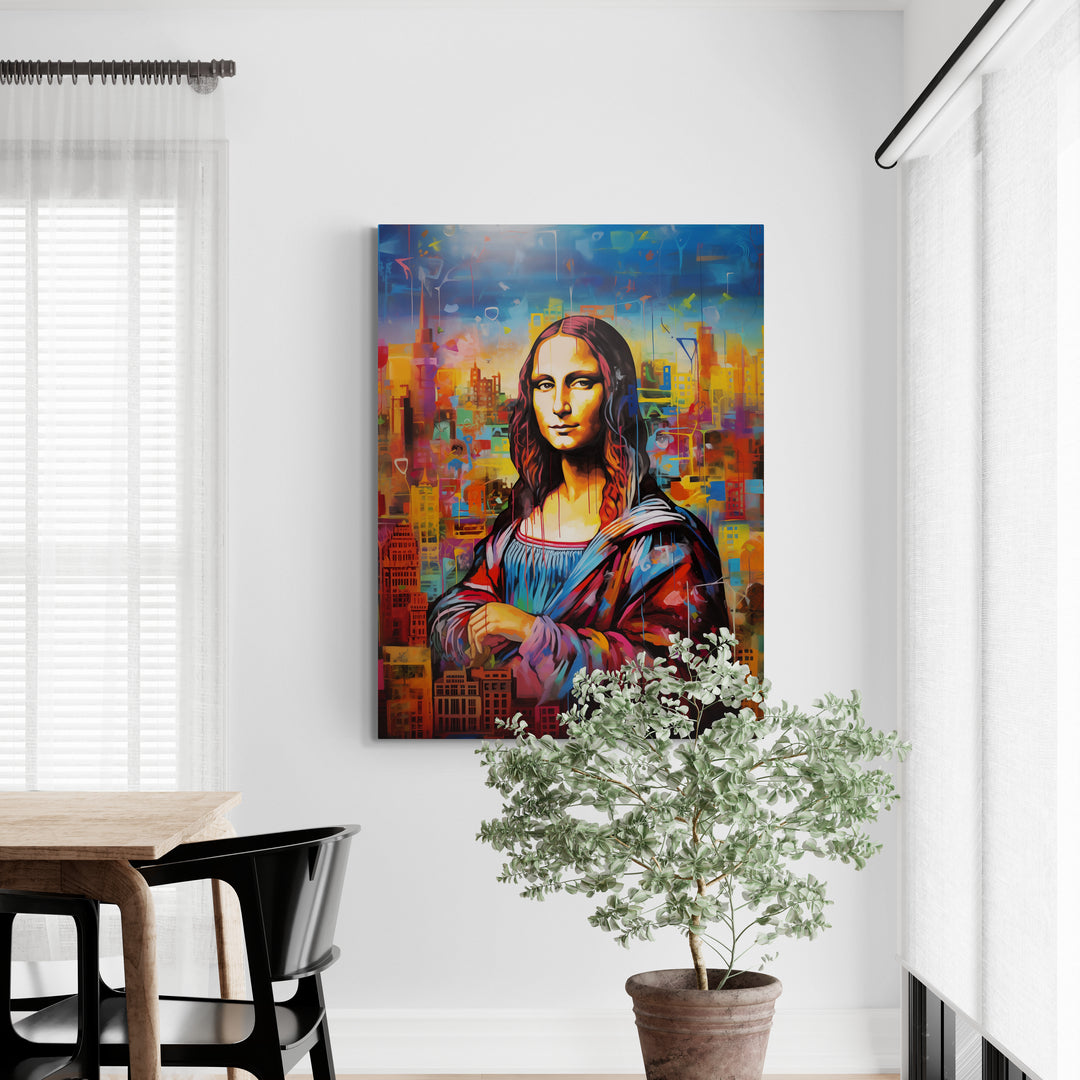 Discover Shop Mona Lisa Canvas Art, Mona Lisa daVinci City Colorful Painting Wall Art, MONA LISA CITY by Original Greattness™ Canvas Wall Art Print