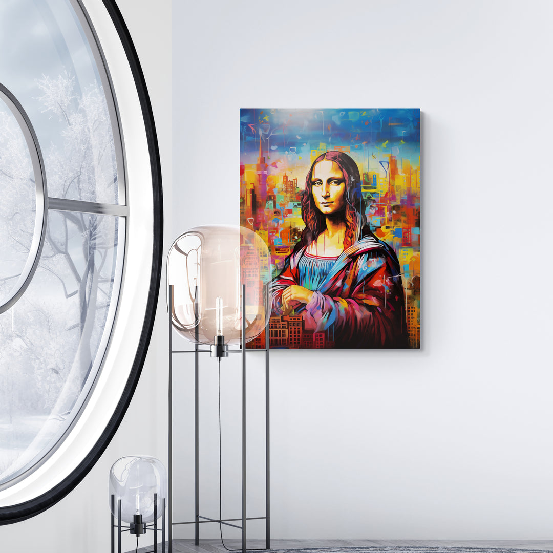 Discover Shop Mona Lisa Canvas Art, Mona Lisa daVinci City Colorful Painting Wall Art, MONA LISA CITY by Original Greattness™ Canvas Wall Art Print