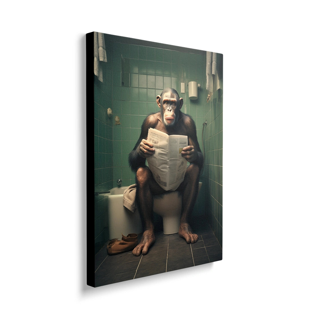 Discover Shop Bathroom Canvas Art, Mr. Monkey On Toilet Funny Rustic Bathroom Wall Art, Mr. Monkey On Toilet by Original Greattness™ Canvas Wall Art Print