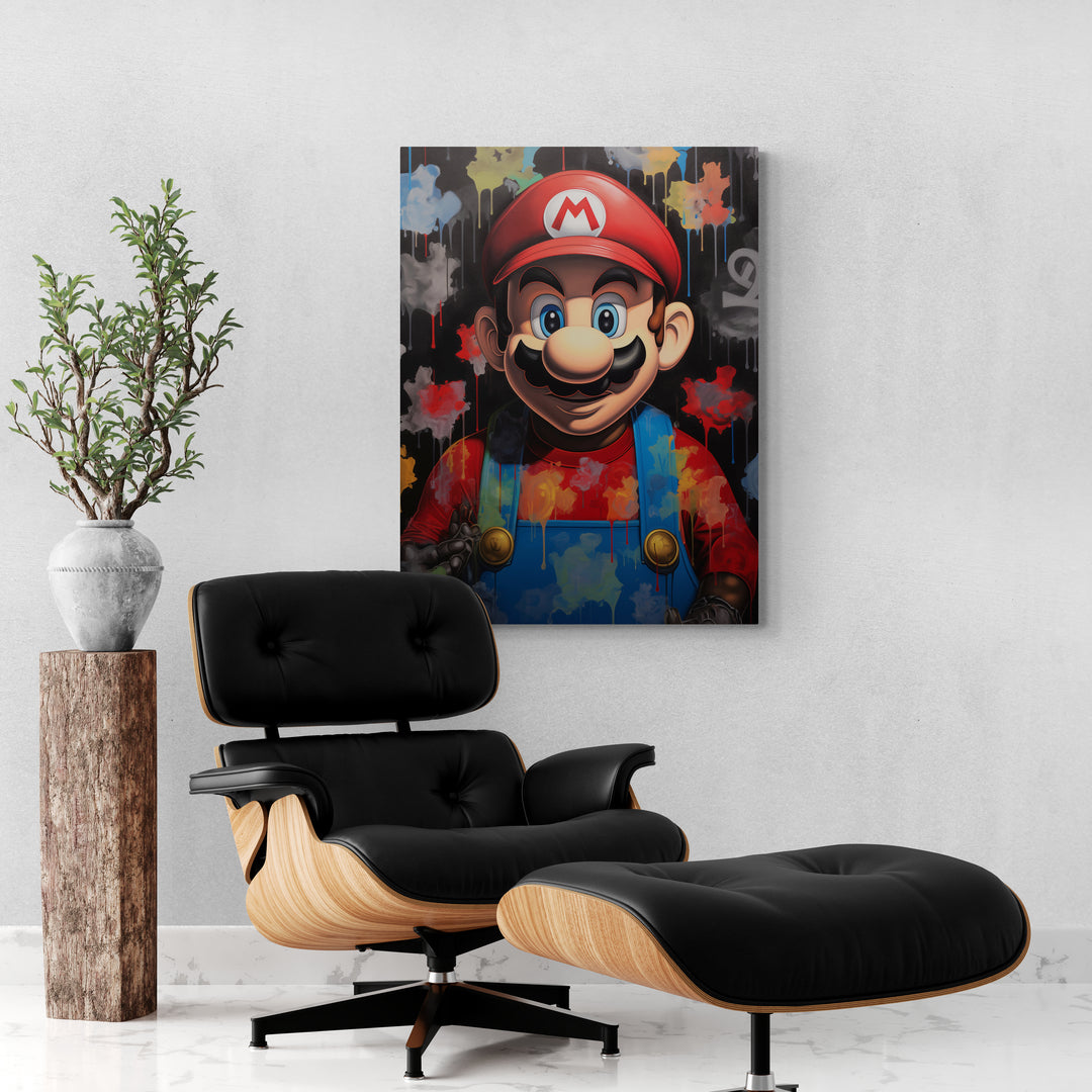 Discover Shop Super Mario Canvas Art, The Super Mario Cartoon Painting Canvas Art, THE SUPER MARIO by Original Greattness™ Canvas Wall Art Print