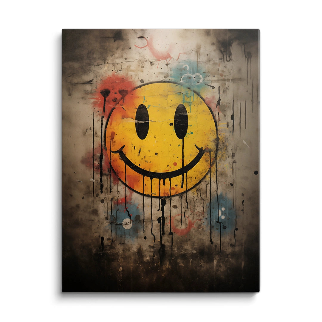 Discover Shop Smile Canvas Art, Smiley Emoji Face Painting Melting, Graffiti Canvas Art, SMILE HAPPY by Original Greattness™ Canvas Wall Art Print