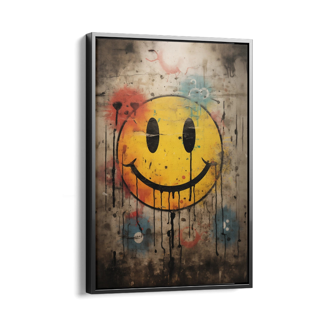 Discover Shop Smile Canvas Art, Smiley Emoji Face Painting Melting, Graffiti Canvas Art, SMILE HAPPY by Original Greattness™ Canvas Wall Art Print