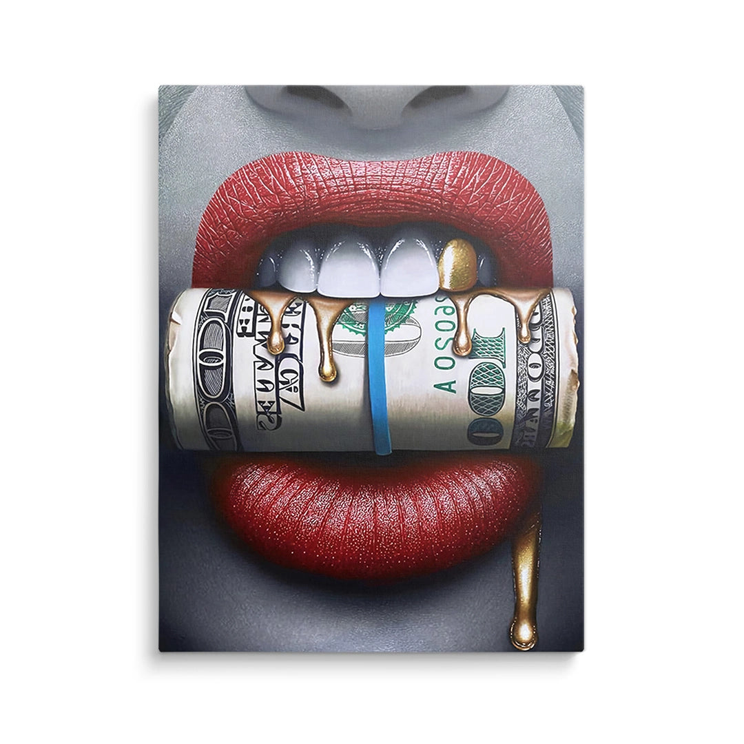 Discover Shop Money Wall Art, Dollar Bundle Mouth | Money Lips Art, DOLLAR BUNDLE MOUTH by Original Greattness™ Canvas Wall Art Print