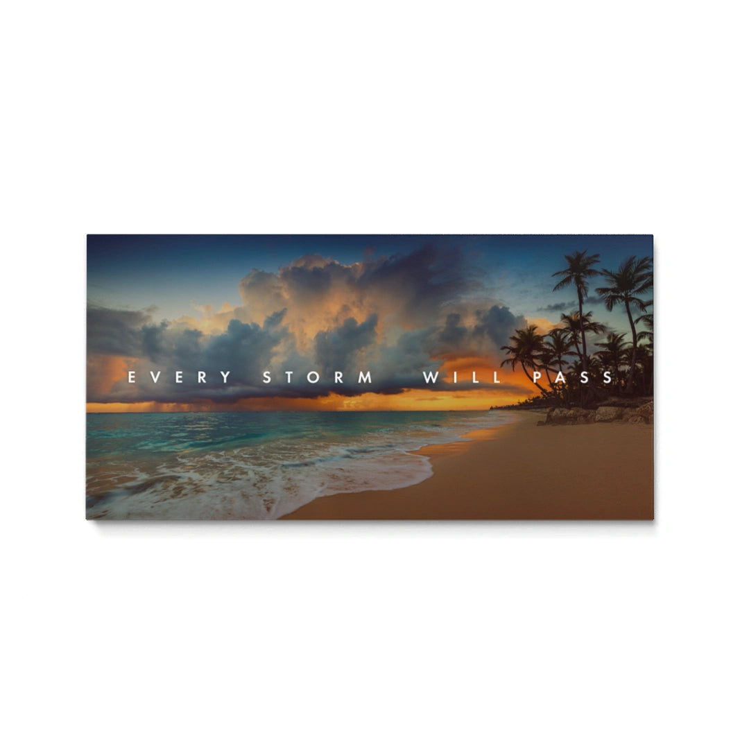 Discover Motivational Landscape Wall Art, Every Storm Will Pass - Sunset Beach Landscape Canvas Art, EVERY STORM WILL PASS II by Original Greattness™ Canvas Wall Art Print