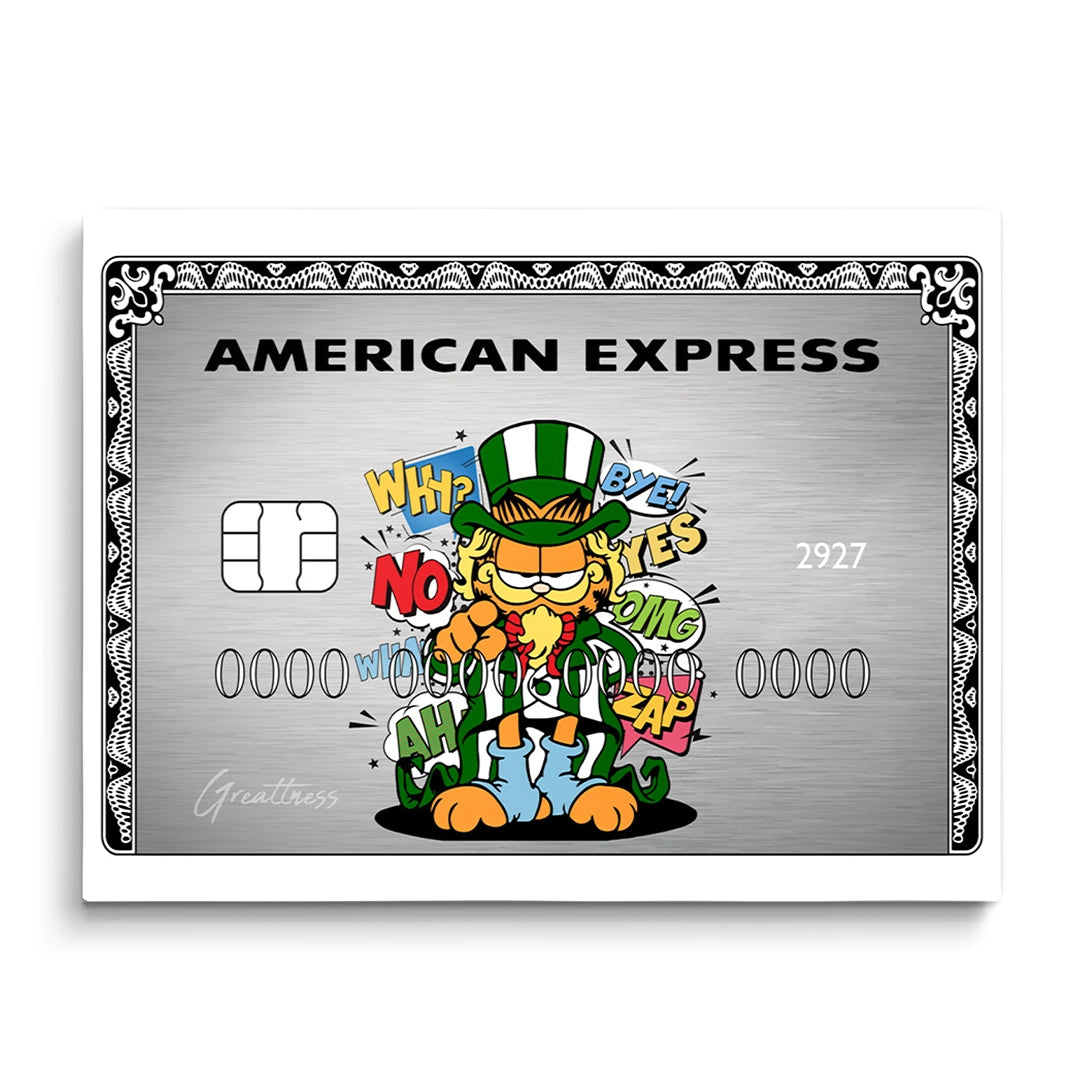 Discover Garfield Amex Card Canvas Art, Garfield American Express Canvas Wall Art, PLATINUM GARFIELD AMEX by Original Greattness™ Canvas Wall Art Print