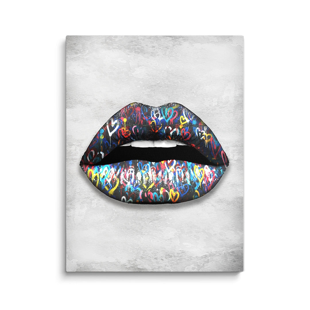 Discover Motivational Lips Wall Art, Pop Art Sexy Graffiti Lips Canvas Print Colorful Abstract, GRAFFITI LIPS by Original Greattness™ Canvas Wall Art Print