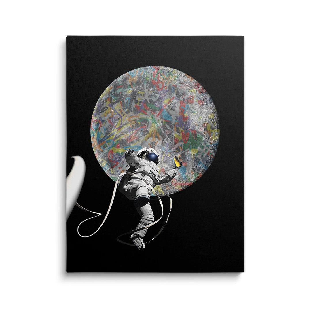 Discover Shop Astronaut Graffiti Wall Art, Graffiti Moon Space Astronaut My Limit Beyond the Sky Poster Paint Canvas, GRAFFITI MOON by Original Greattness™ Canvas Wall Art Print