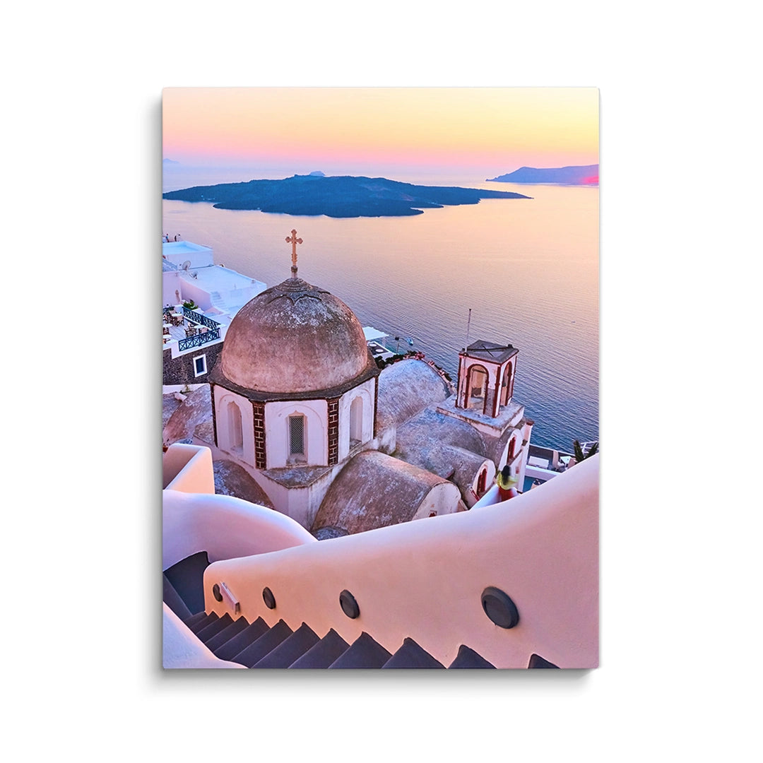 Discover Landscape Canvas Art, Santorini Church Dome Greece Canvas Wall Art, Greece Canvas by Original Greattness™ Canvas Wall Art Print