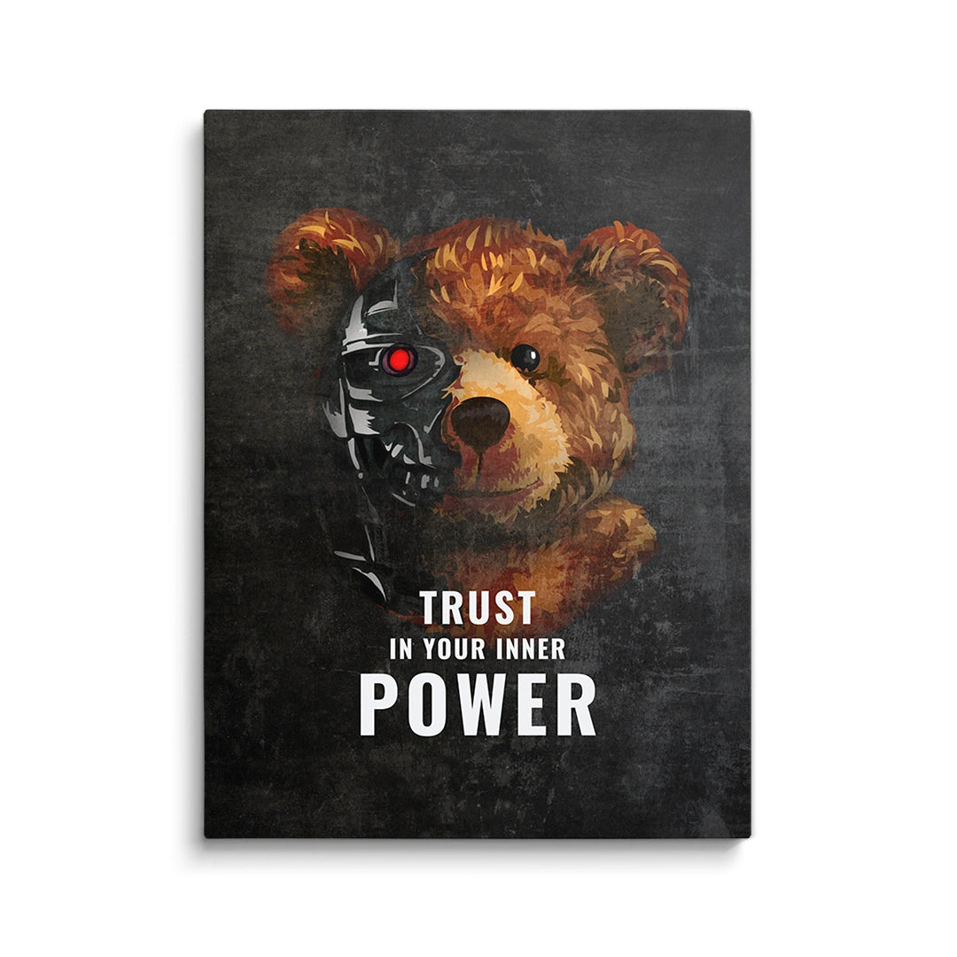 Discover Motivational Teddy Canvas Art, Inner Power Roboter Bear Quote Sign Canvas Wall Art, INNER POWER by Original Greattness™ Canvas Wall Art Print