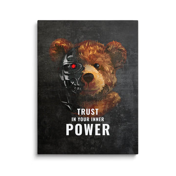 Discover Motivational Teddy Canvas Art, Inner Power Roboter Bear Quote Sign Canvas Wall Art, INNER POWER by Original Greattness™ Canvas Wall Art Print