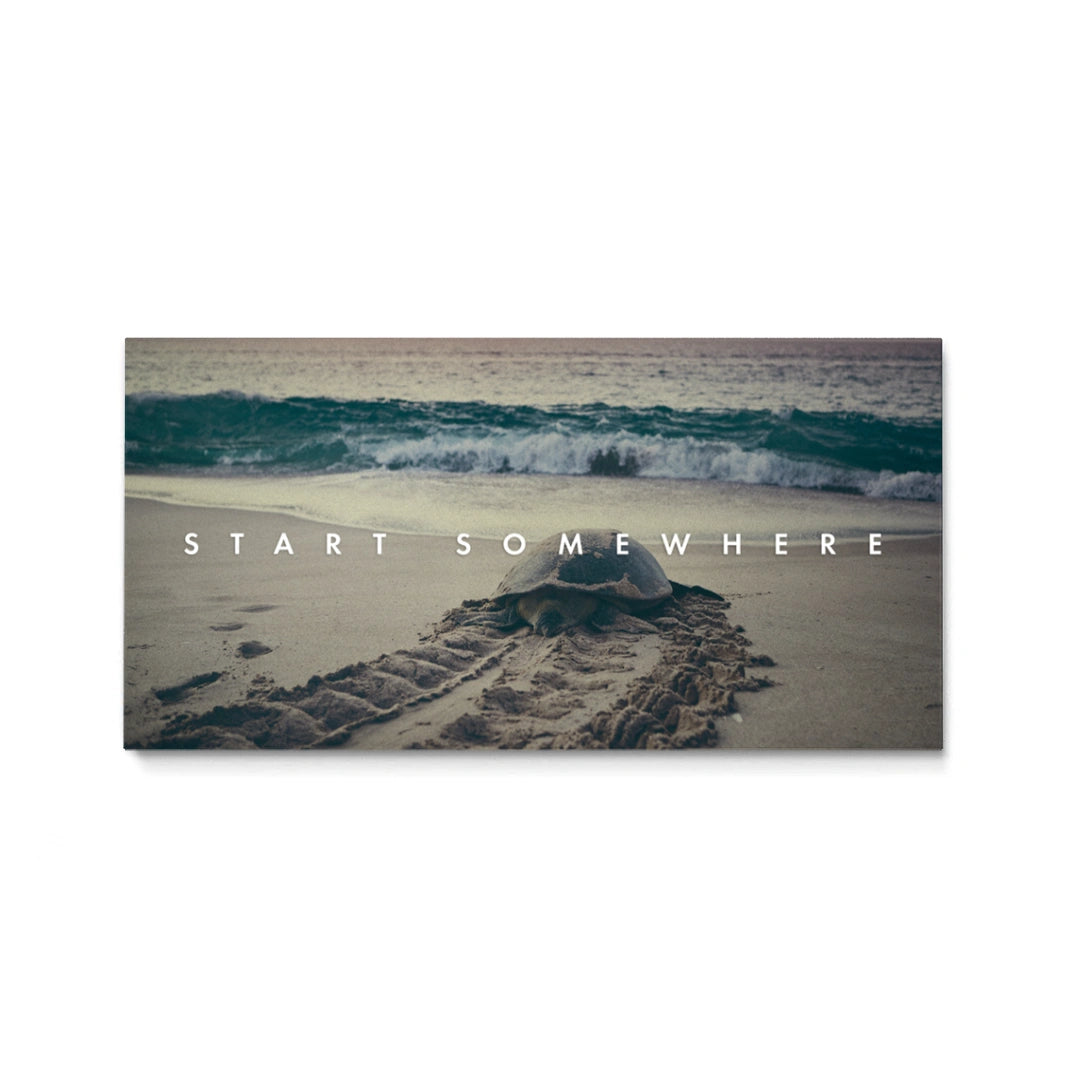 Discover Inspirational Quote Wall Art, Landscape Sea Ozean Tortoise Motivational Canvas Art, Start Somewhere by Original Greattness™ Canvas Wall Art Print