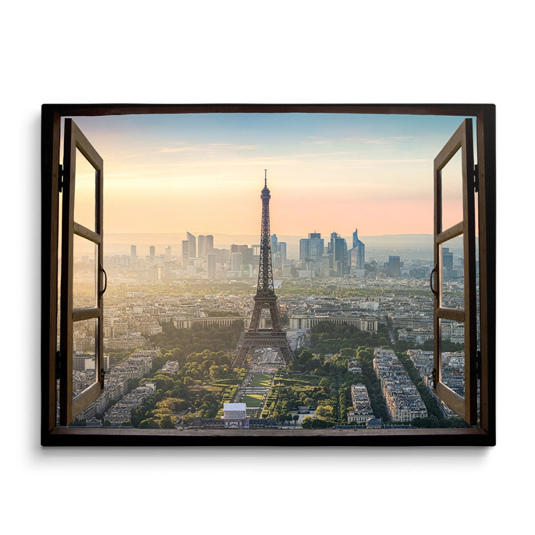 Discover Motivational Window Canvas Art, Paris Dreams Eiffel Tower Landscape Canvas Art , Paris Dreams by Original Greattness™ Canvas Wall Art Print