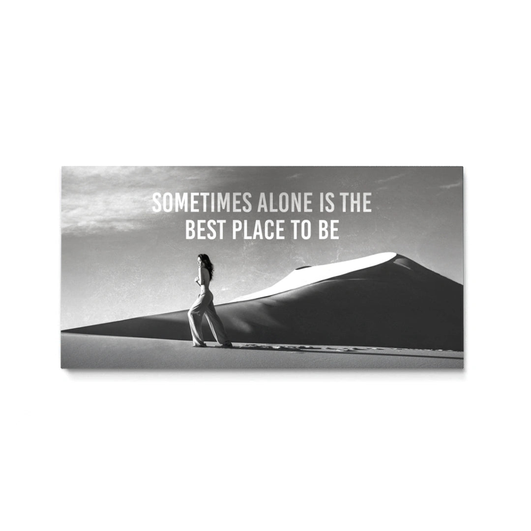 Discover Inspirational Quote Wall Art, Modern Landscape Desert Women Walk Grey Canvas Wall Art, Sometimes alone by Original Greattness™ Canvas Wall Art Print