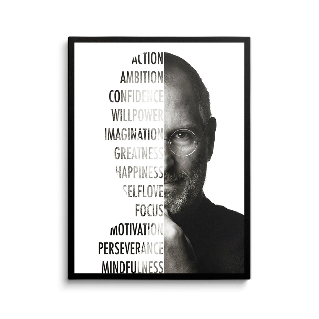 Discover Steve Jobs Canvas Art, Steve Jobs Portrait Black & White Wall Art, STEVE JOBS BLACK & WHITE by Original Greattness™ Canvas Wall Art Print