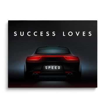 Discover Shop Cars Quote Wall Art, Success Loves Speed, Porsche Sports Car Art, SUCCESS SPEED PORSCHE by Original Greattness™ Canvas Wall Art Print