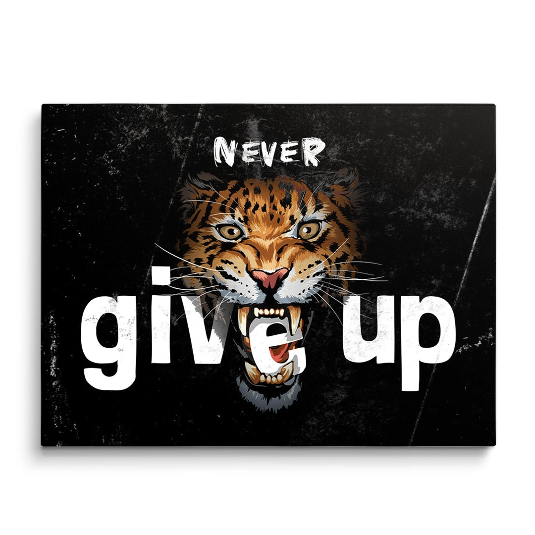 Discover Inspirational Office Wall Art, Never Give Up Tiger, Canvas Art Quote, Artwork for Office, TIGER NEVER GIVE UP by Original Greattness™ Canvas Wall Art Print