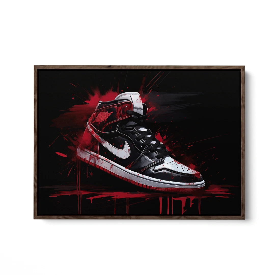 Discover Shop Nike Jordan Canvas Art, Nike Jordan Painting Black Red Canvas Art, RORY NIKE PAINTING by Original Greattness™ Canvas Wall Art Print